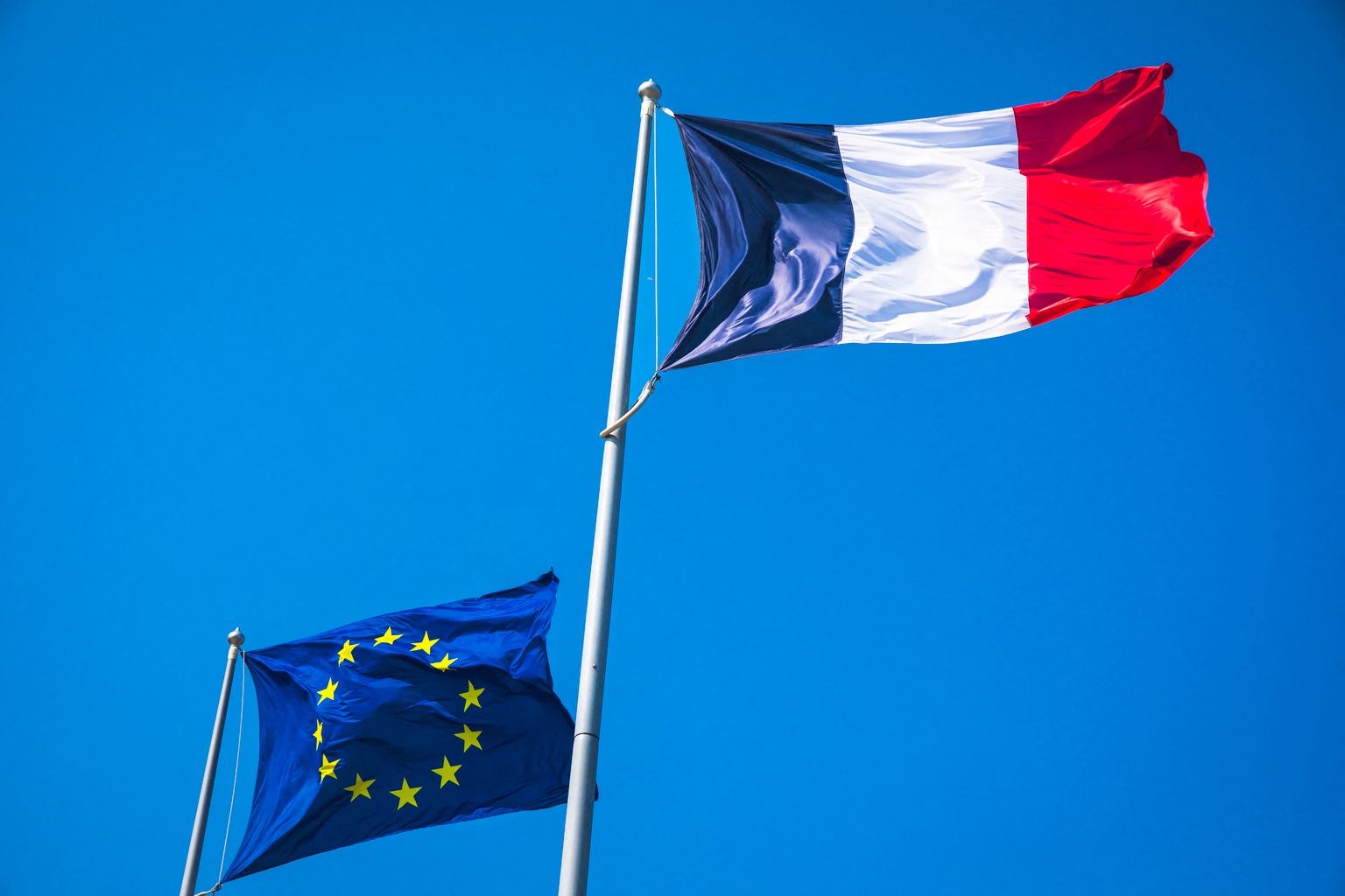 Flags of France and the European Union