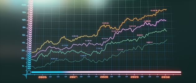 Abstract colorful financial timeline graph