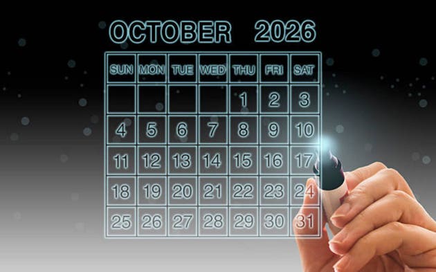 2026 Calendar October on Digital Background
