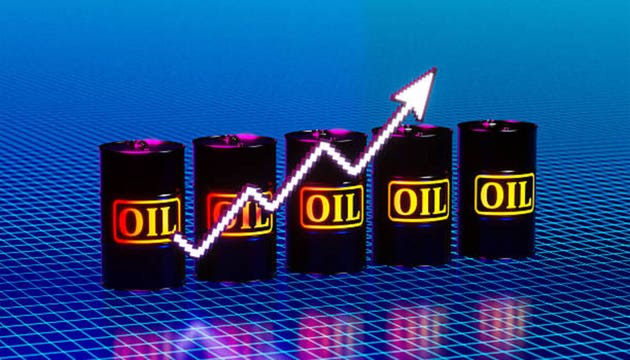 Rising Arrow and Oil Drums Representing Energy Price Growth