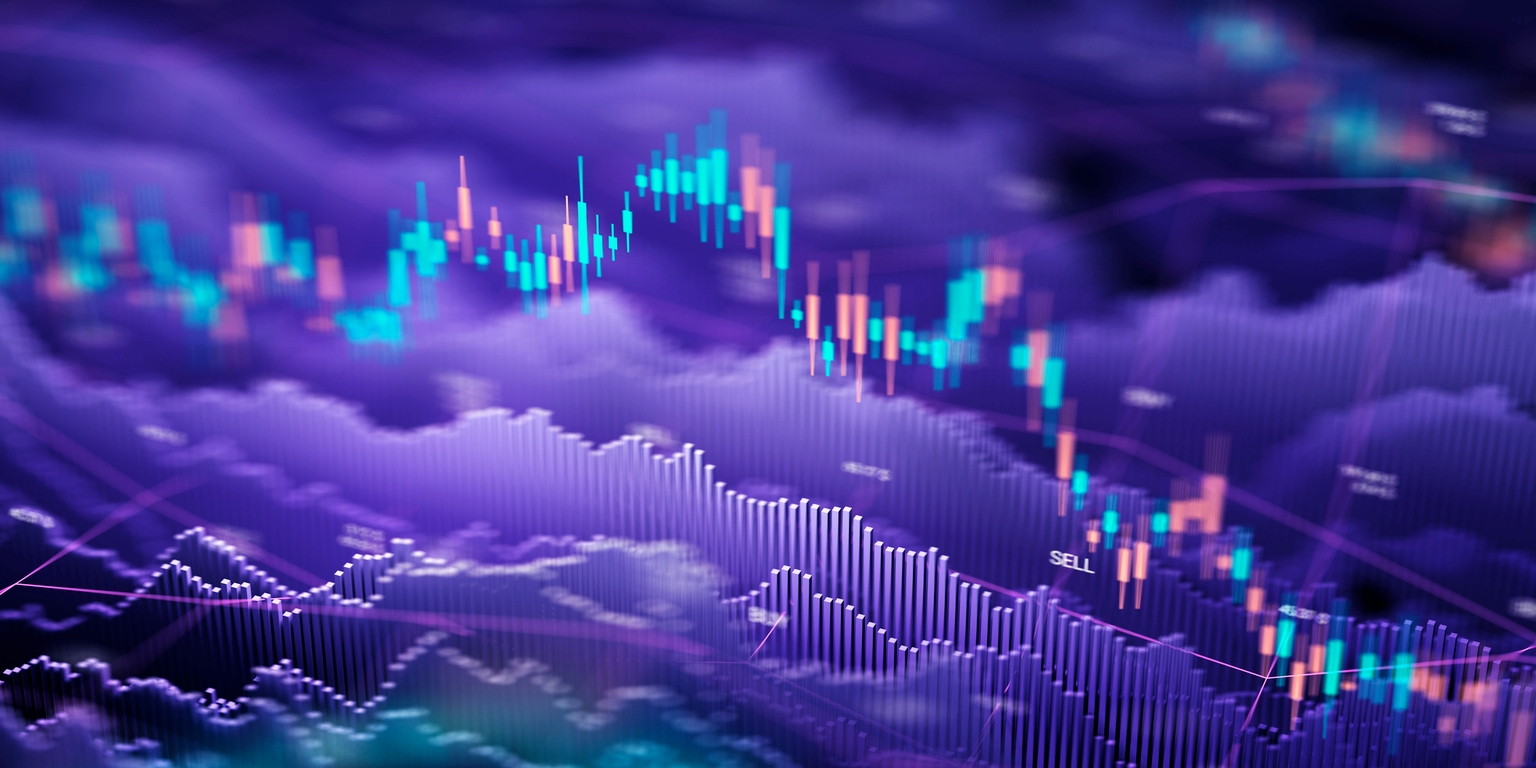 Abstract Financial Data Visualization with Digital Stock Market Graphs