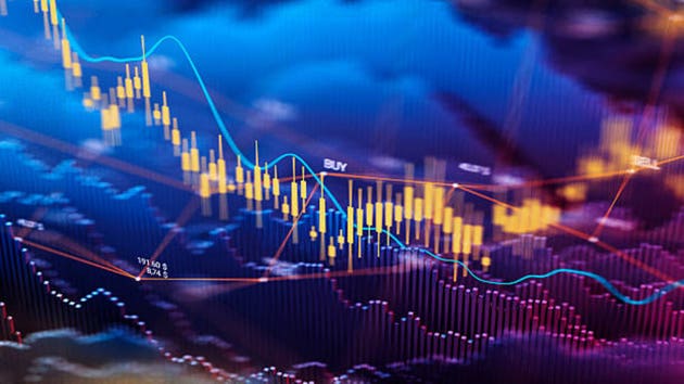 Abstract Financial Data Visualization with Digital Stock Market Graphs