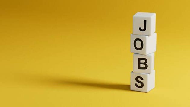 wooden elements with JOBS business word.close up of wooden elements,