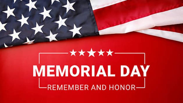 US Memorial Day with USA flag on red background. Remember and Honor