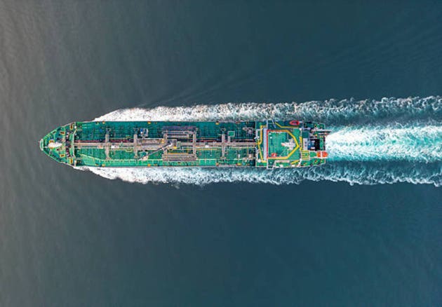Oil tanker sailing on the sea global trade logistics