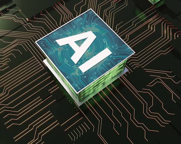 Artificial intelligence chip, AI processor,Backgrounds 3D rendered image