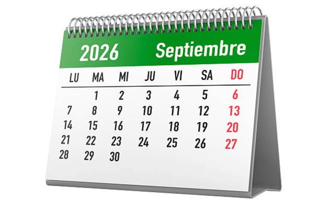 September 2026 Spanish desk calendar. 3D rendering