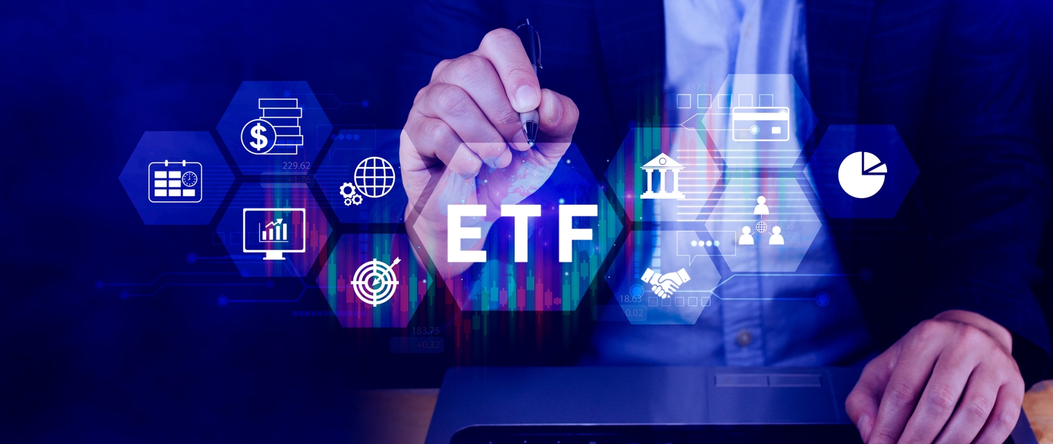 ETF investment concept, Exchange Traded Fund, ETF stock options and stock market index fund, Growing Wealth in the Financial Market.