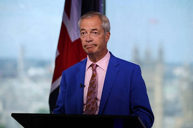 Farage seeks political reset, finds himself running against man dressed as trash can