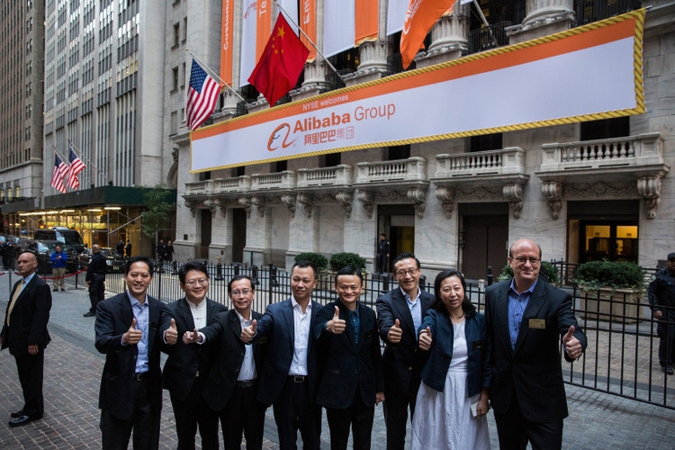 China-Based Internet Company Alibaba Debuts On New York Stock Exchange