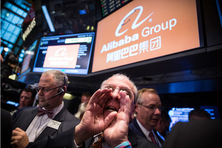 China-Based Internet Company Alibaba Debuts On New York Stock Exchange