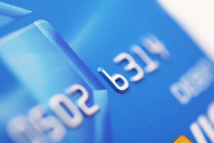 Close-up of the numbers on a debit card