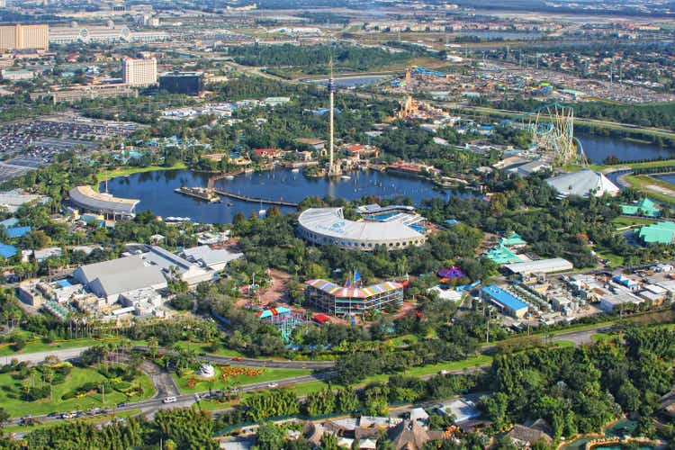 Aerial view of SeaWorld amusement park in Orlando, USA