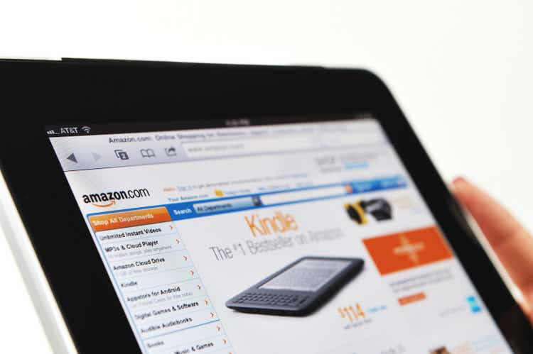 iPad displaying the Amazon.com website
