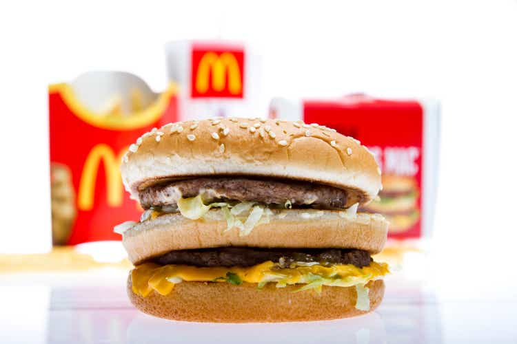 Close up shot of McDonald"s Big Mac hamburger