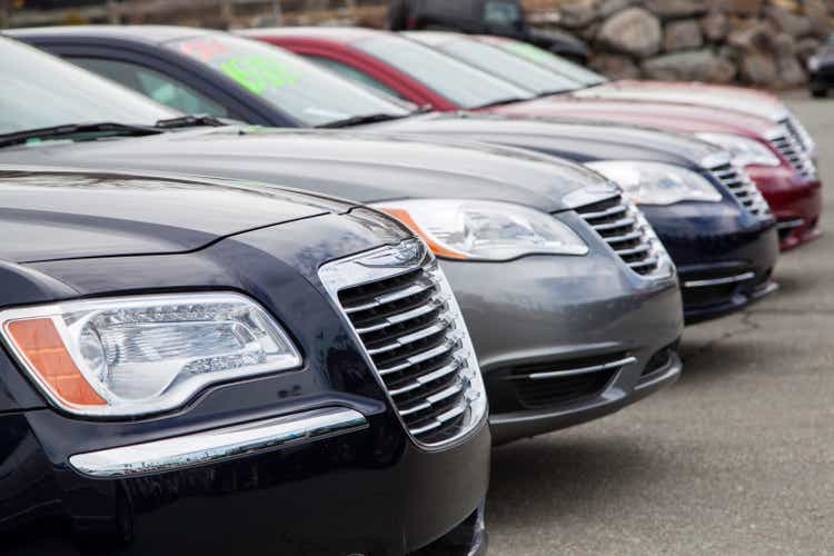 Chrysler Vehicles in a Row at Car Dealership