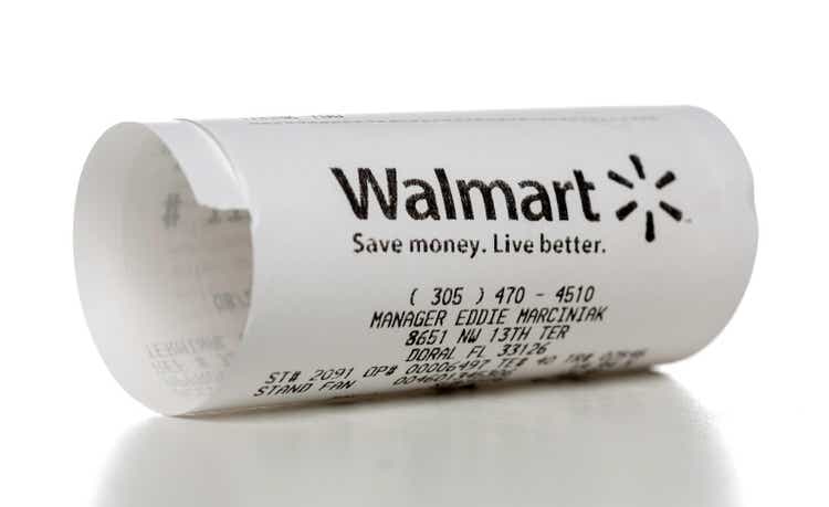 Walmart store receipt