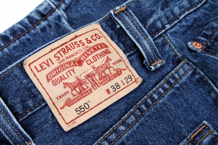 Levi Strauss label on a pair of blue jeans