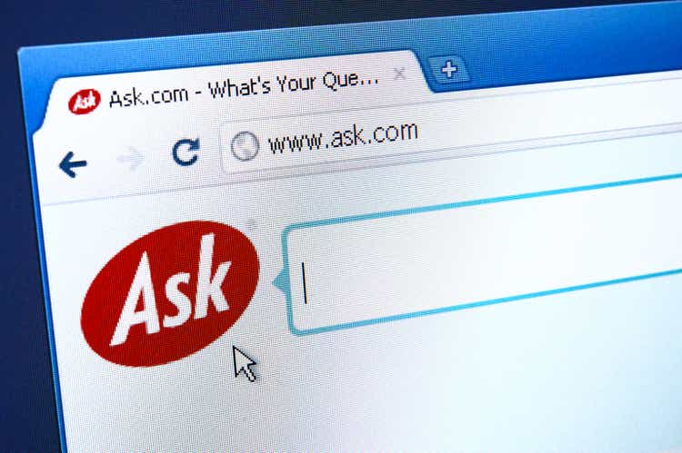 Ask.com webpage on the browser