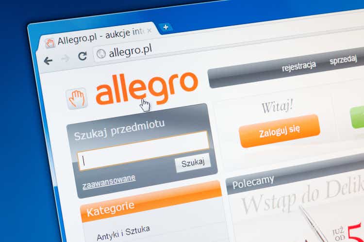 Allegro.pl главной странице веб-сайта.