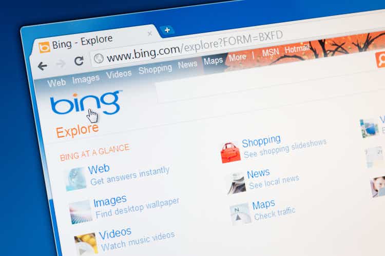 Bing explores the website's home page.