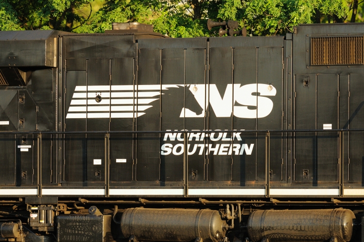 Norfolk Southern sign on diesel locomotive