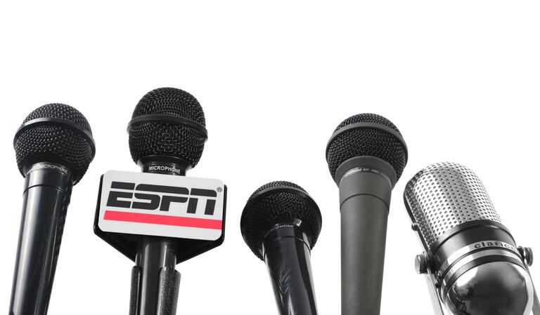 Five microphones and the ESPN microphone flag