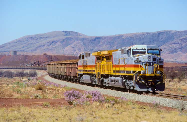 Train loading iron ore, Pilbara, Australia