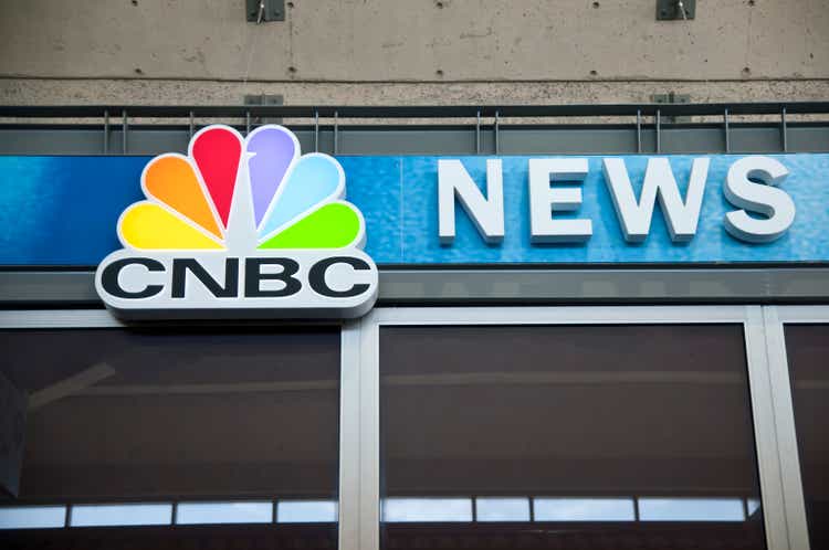 CNBC Peacock News Logo on Storefront