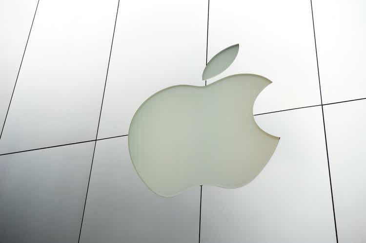 Apple Inc Logo in Brushed Metal Store Facade