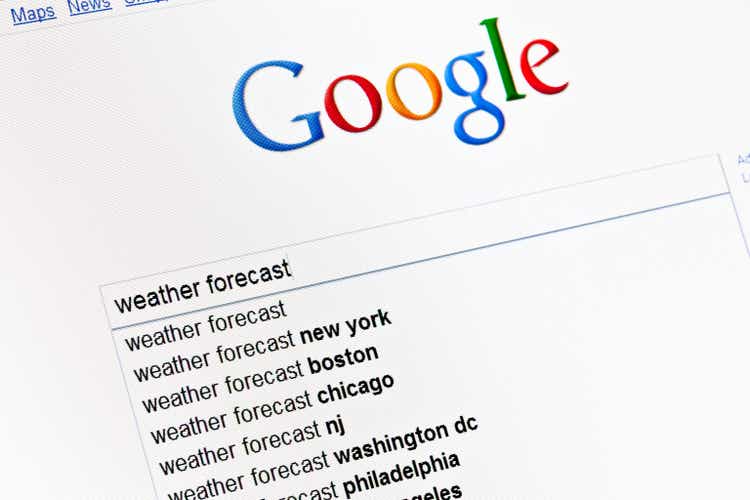 Weather forecast in google search field.