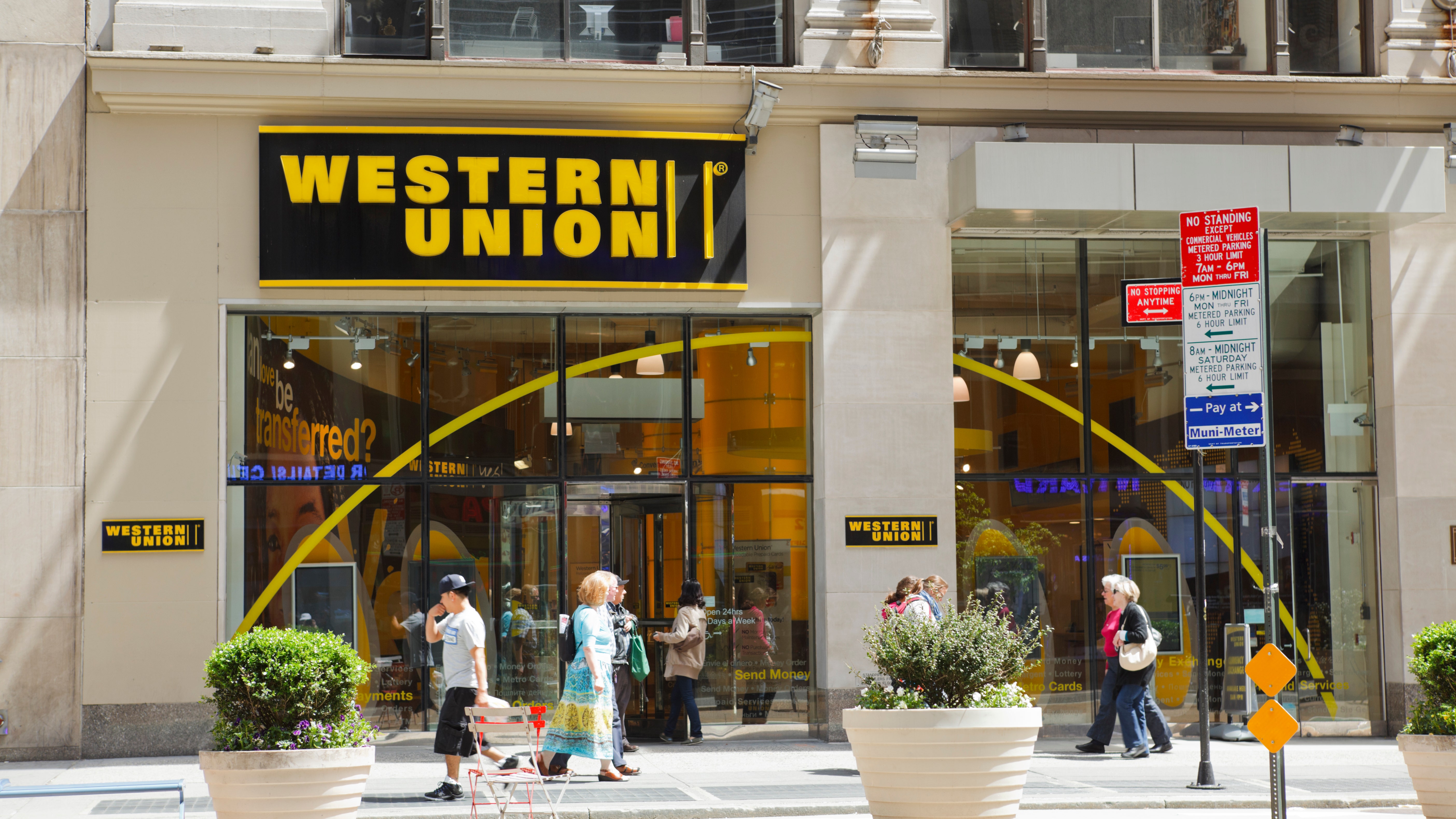 People Stand Outside Western Union Agent Editorial Stock Photo - Stock  Image