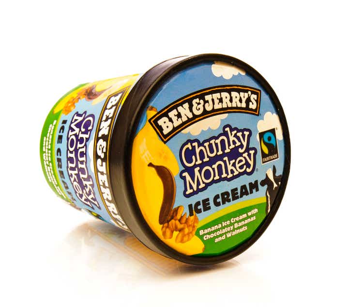 Tub of Ben & Jerry"s Chunky Monkey Ice Cream