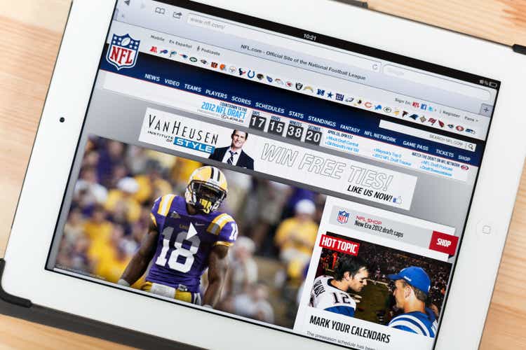 NFL Website on iPad