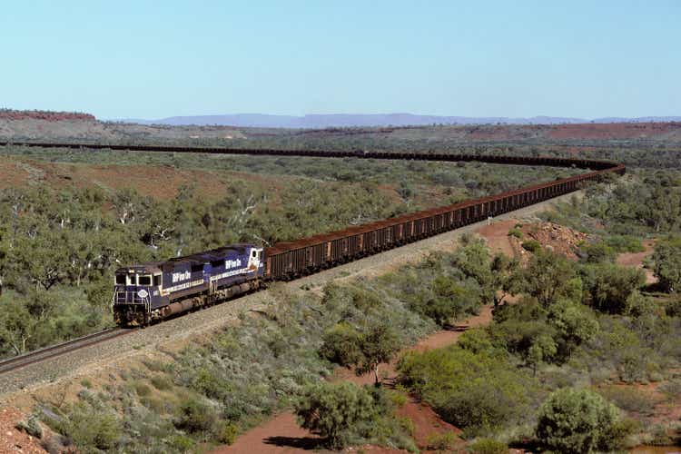 Loaded BHP iron ore train heads to Port Hedland