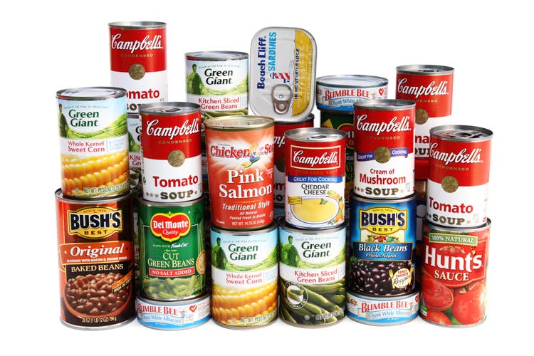 Large assortment of canned foods