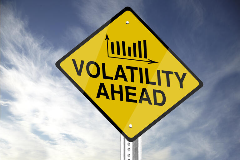 Volatility ahead sign in yellow and black
