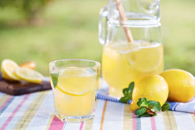 Glass of homemade lemonade