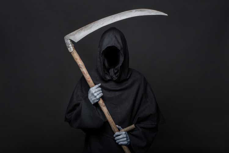 Halloween image of the death reaper on a black background