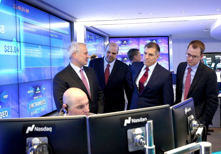 Virtu Watching First Trade At The Nasdaq MarketSite