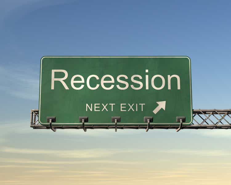 Rezession Straßenschild