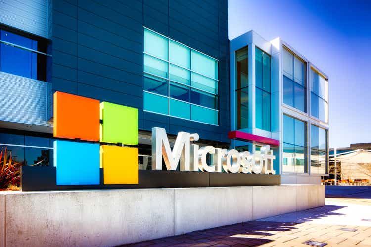 Microsoft sign at the entrance of their Silicon Valley campus