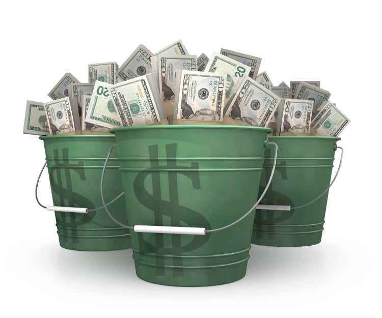 buckets of money