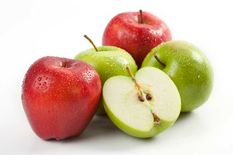 Fresh red and green apples isolated on white background