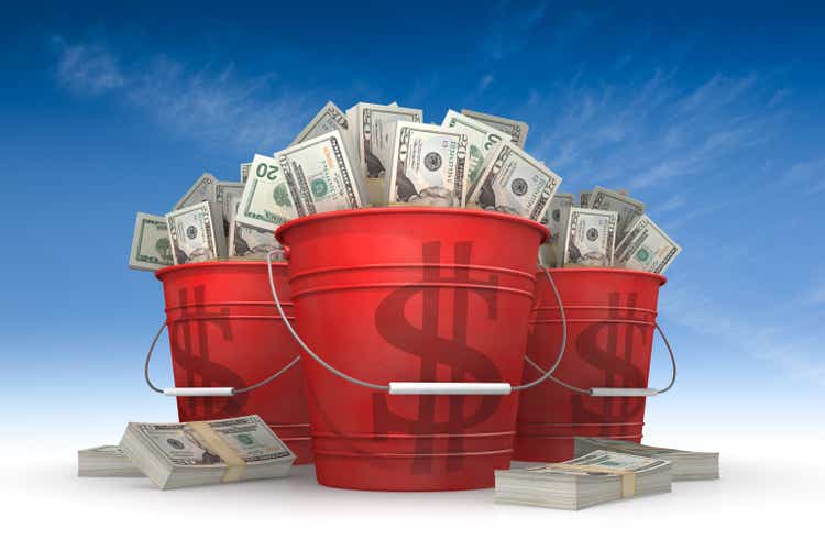 buckets of money