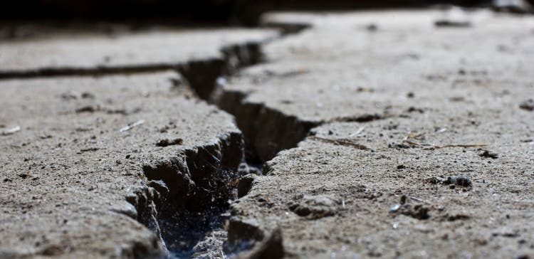 cracked road concrete close up