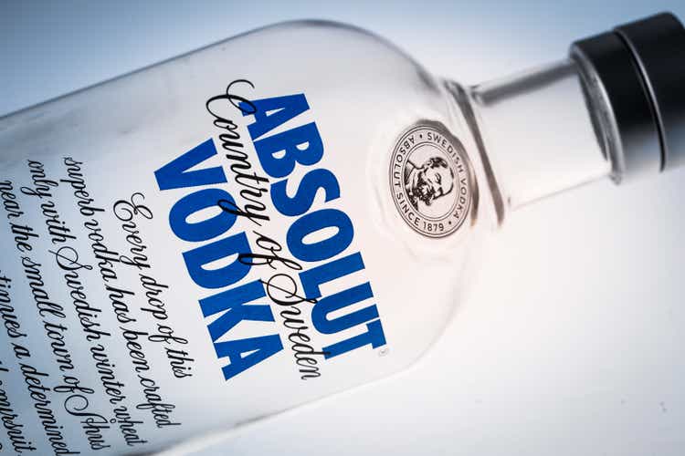 Bottle of Swedish vodka Absolut.