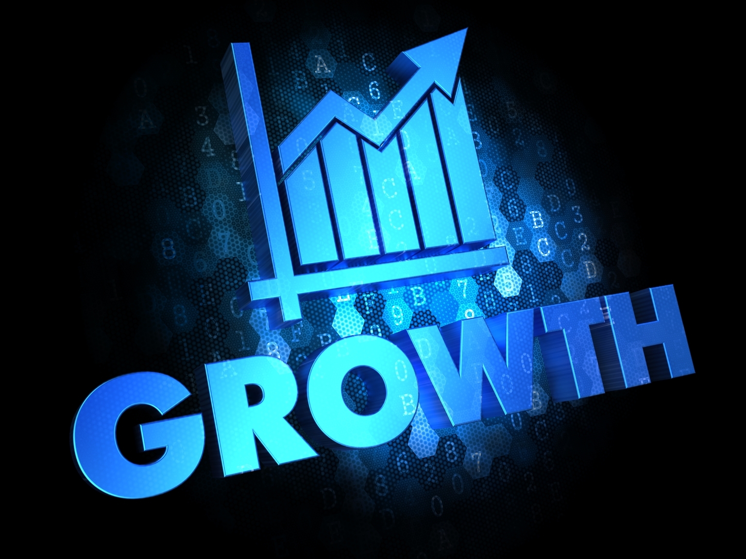 Growth Concept on Dark Digital Background.