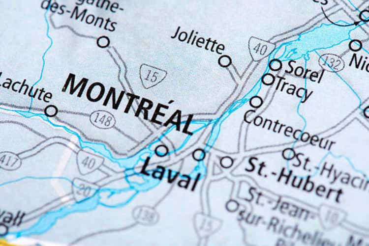 Map of Montreal in Canada