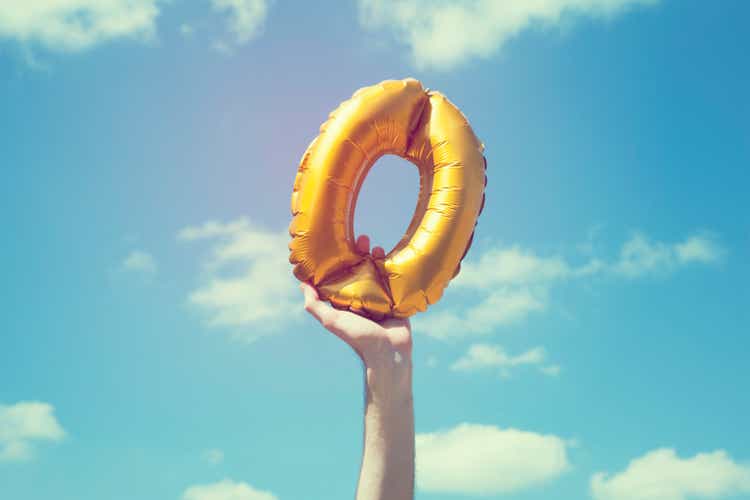 Gold number 0 balloon